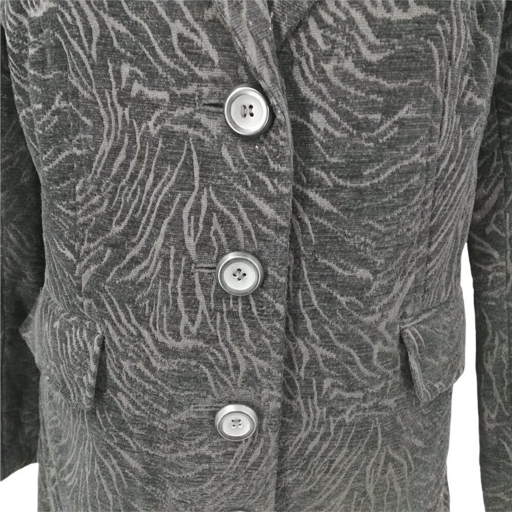 Dress Barn Dress Jacket Size S Zebra Embossed Black Monochromatic Trench Peacoat - Picture 4 of 12